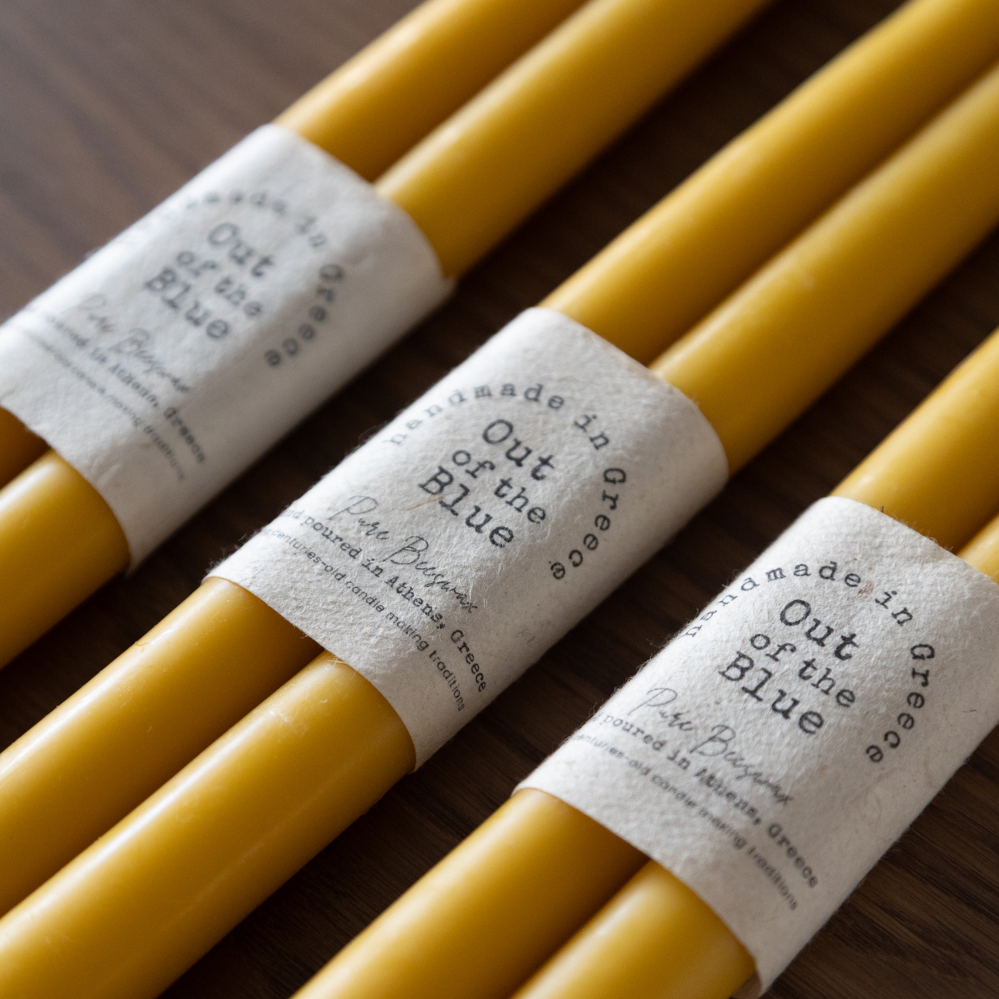 Melissa Taper Beeswax Candle closeup