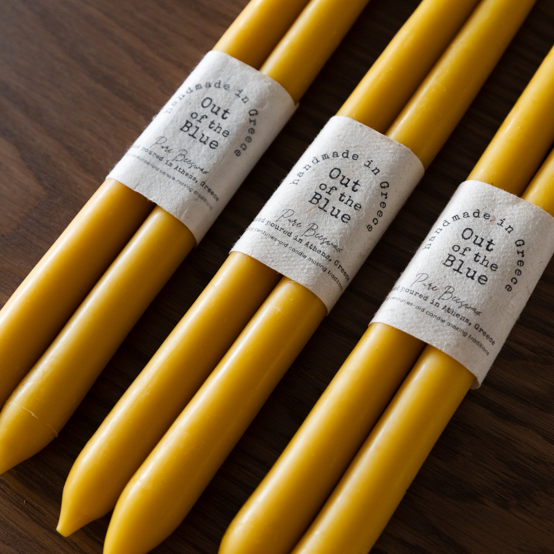 Set of 6 Natural Beeswax candles