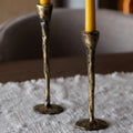 Brass Candlesticks with natural taper candles 