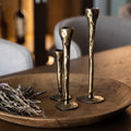 Set of 3 Antique Brass Candlesticks